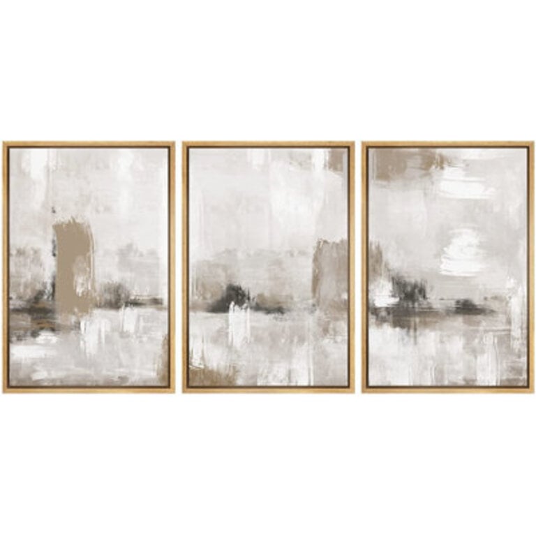 Muted Brown Grunge Abstract Modern Rustic Zen Neutral Home Decor - Framed Canvas Print Wall Art Work