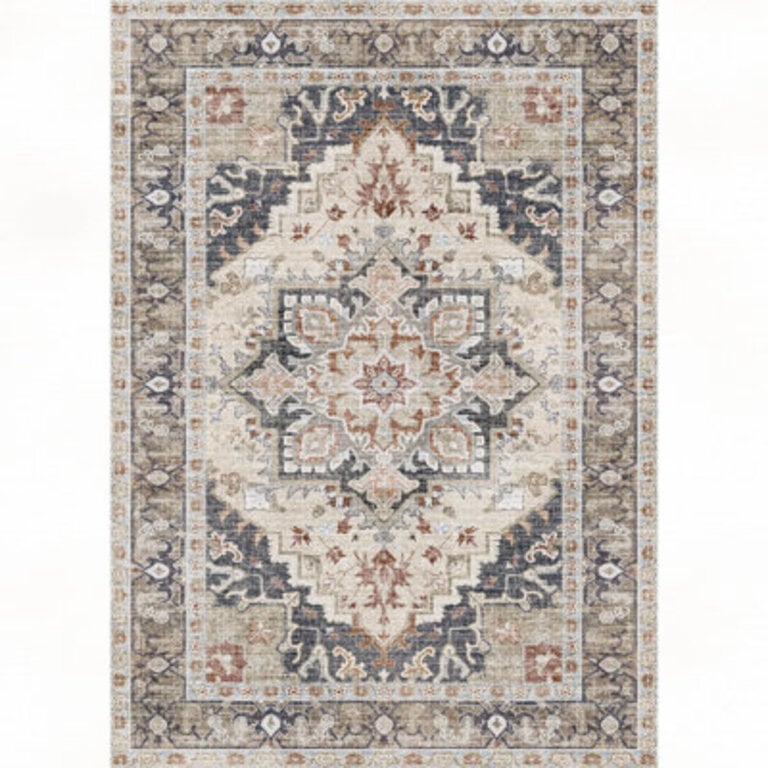 Washable Area Rugs Boho Floral Living Room Vintage Low Pile Indoor Carpet
