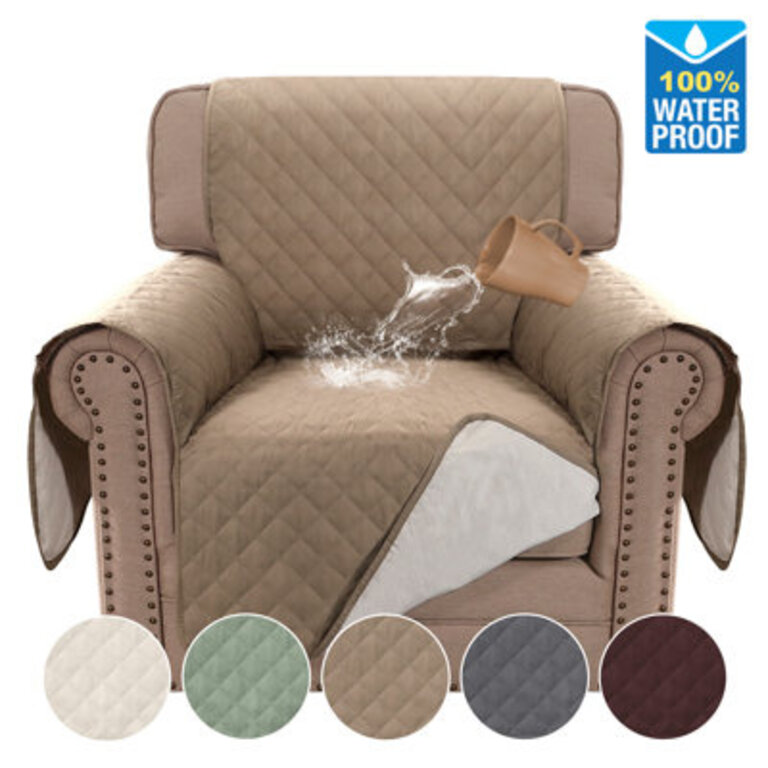 100 Waterproof Microfiber Fabric Sofa Slipcover Chair Cover Furniture Protector Cover with Elastic Straps for Pets Non Slip Loveseat Slipcover Machine Washable