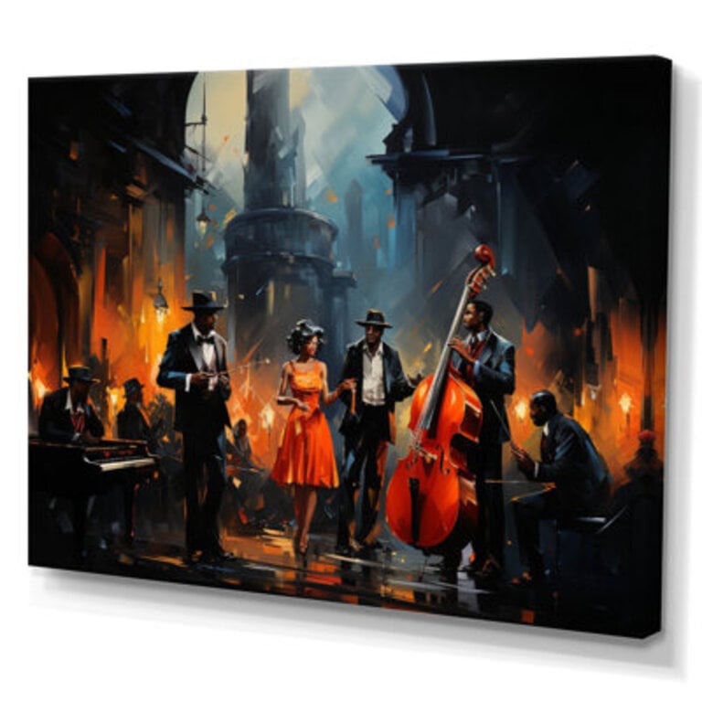 Music In Harlems III - African American Art Canvas Print Wall Art
