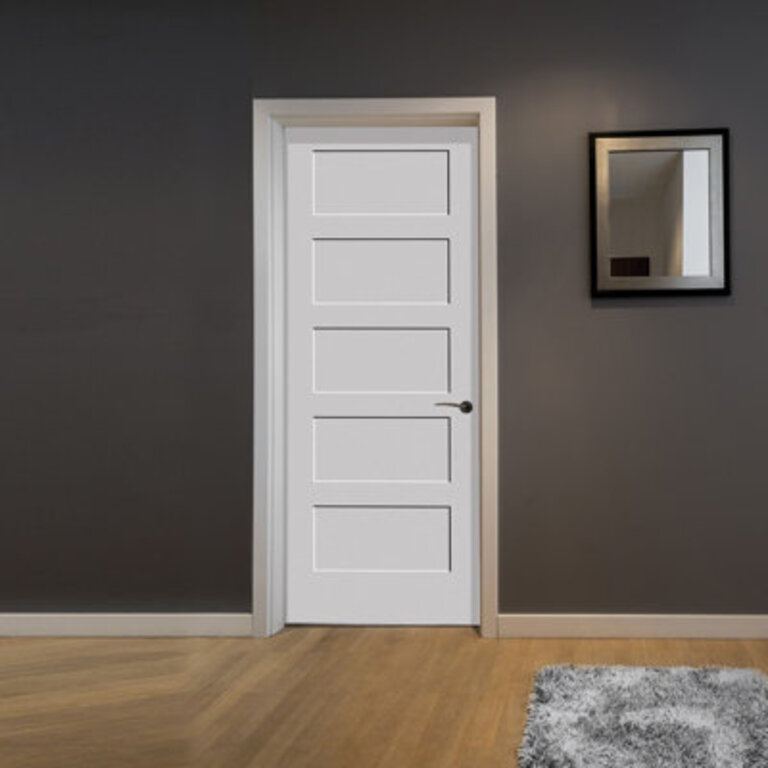 Primed 5 Panel Interior Shaker Door Prehung with 4-916 Jambs