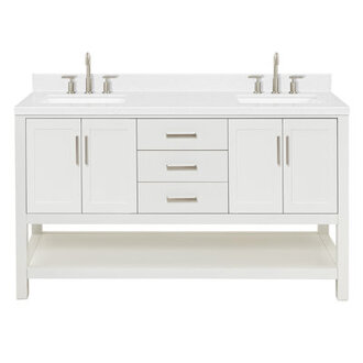 ARIEL Moille 60 Double Sink Bathroom Vanity with 15 Carrara White Quartz Top