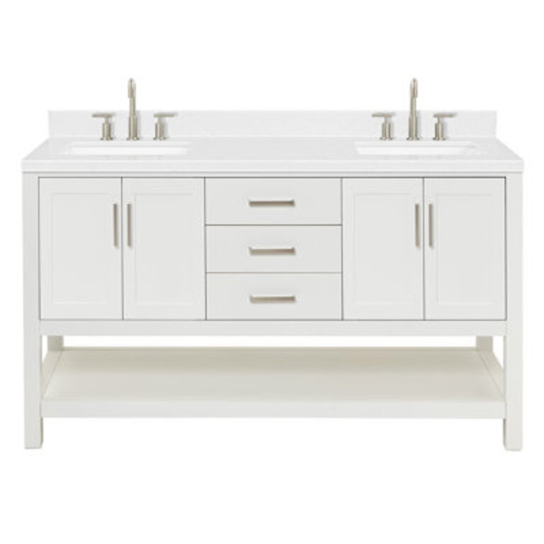 ARIEL Moille 60 Double Sink Bathroom Vanity with 15 Carrara White Quartz Top