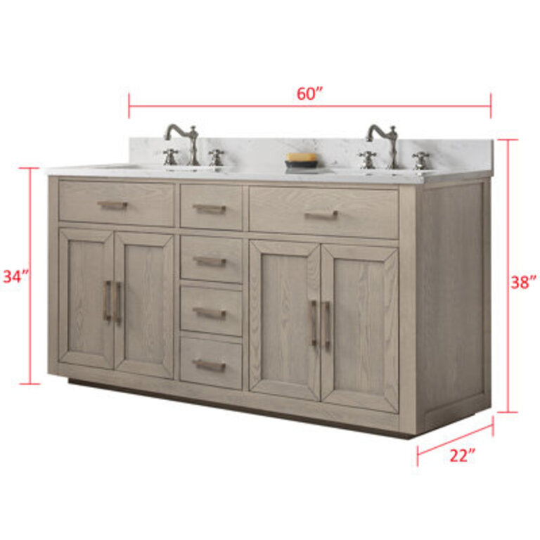 Arrthor Freestanding Double Bathroom Vanity with  Engineered Stone Top