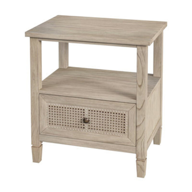 Charleston Wooden 1-Drawer Cane Nightstand