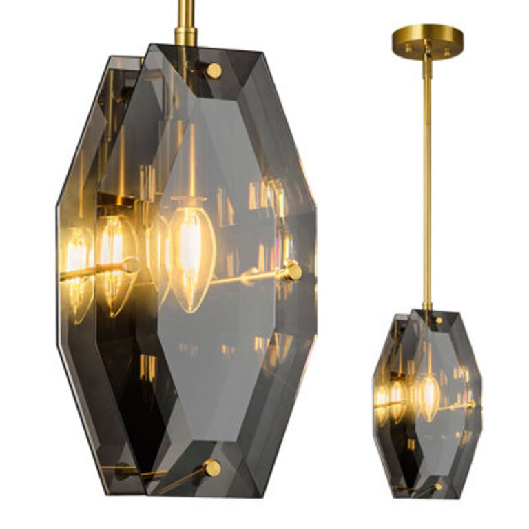 Adjustable Hanging Ceiling Light Modern Glass Pendant Lights Kitchen Island Gold Mini Crystal Pendant Light Fixtures For Dining Room Living Room Bedroom Corridor