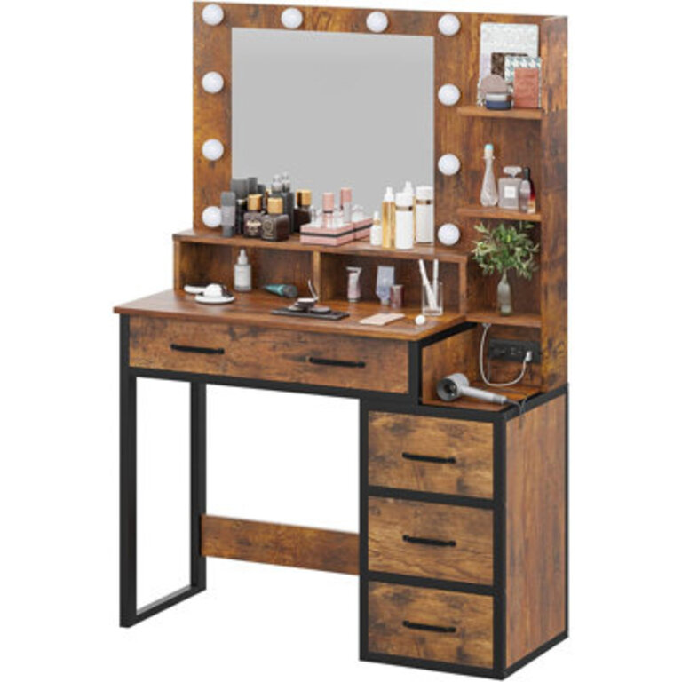 Malaisia Vanity with Lighted Mirror and Charging Station