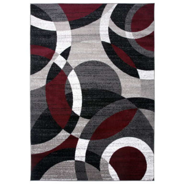 Archeveque Woven Abstract BurgundyWhiteBlack Area Rug  Modern Geometric Polypropylene Carpet for Living Room Bedroom or Hallway