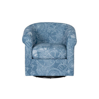 Meigs Upholstered Swivel Coastal Barrel Club Chair