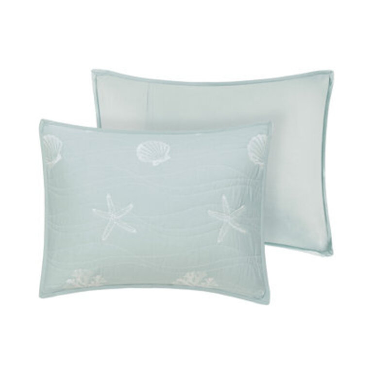 Seaside 4 Piece Cotton Reversible Embroidered Quilt Set