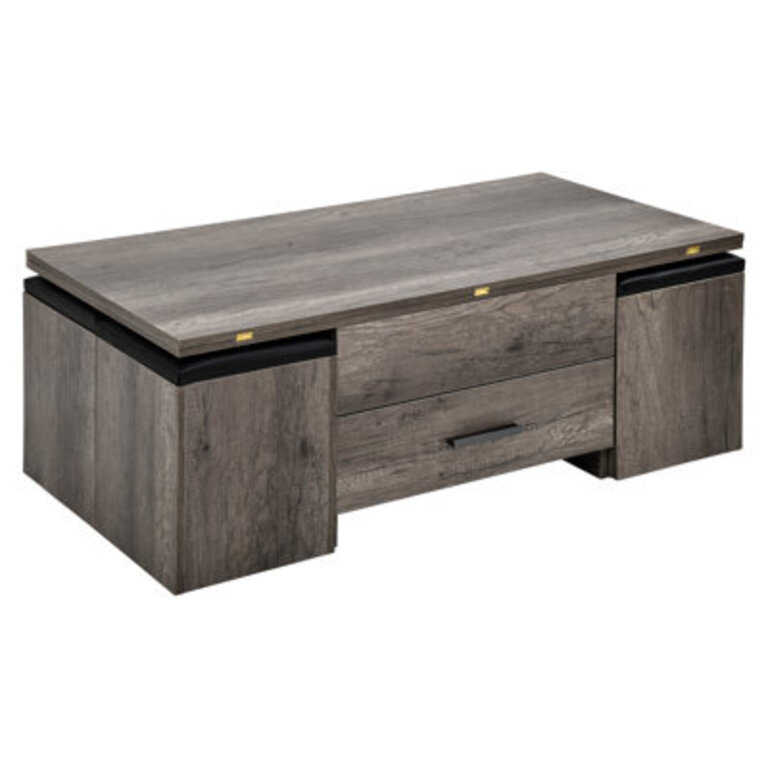 Aton Lift Top Extendable No Installation Required Coffee Table with 4 Storage Stools