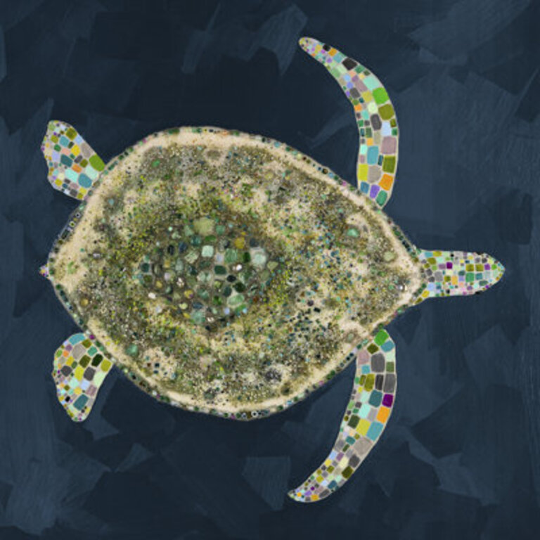 Jeweled Sea Turtle - Deep Blue  by Eli Halpin Painting Print