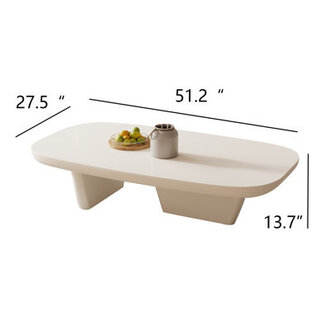 Rakibur 51 Modern Minimalist Double Leg Solid Wood Rectangular Coffee Table
