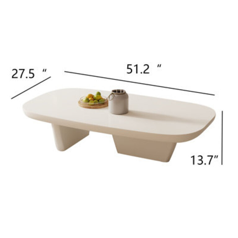 Rakibur 51 Modern Minimalist Double Leg Solid Wood Rectangular Coffee Table