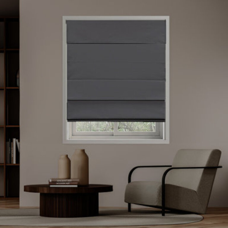 Coursey Cordless Blackout 100 Cotton Roman Shade with Cellular Shade Backing