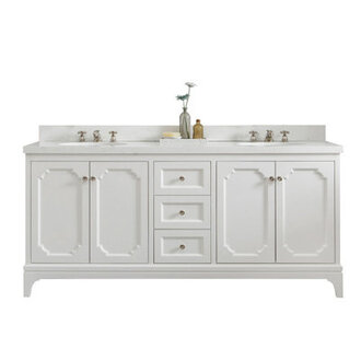 Bernardo Queen 72 Sink Carrara Quartz Countertop Bath Vanity with Faucet