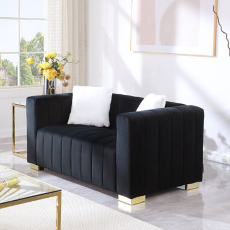 Clifford Velvet Square Arm Loveseat