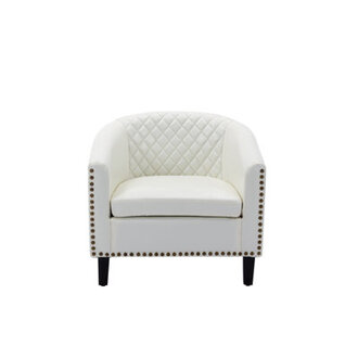 Accent Barrel Chair Living Room Chair With Nailheads And Solid Wood Legs