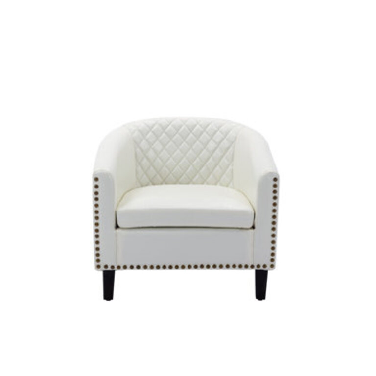 Accent Barrel Chair Living Room Chair With Nailheads And Solid Wood Legs