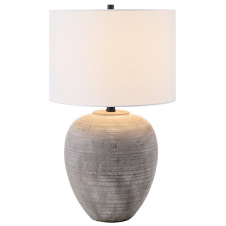 Meinou 23 Tall Ceramic Table Lamp with Fabric Shade in Cool TerracottaWhite