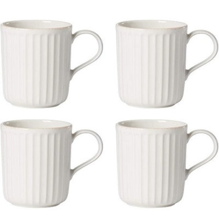 French Perle Scallop White Scallop 4-Piece Mug Set