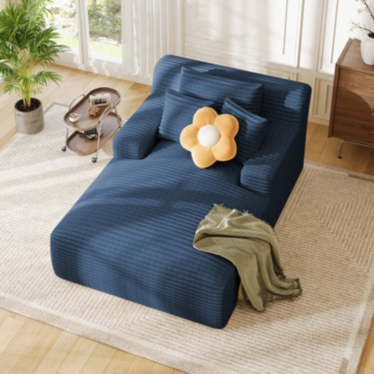 Latitude Run No Assembly Required 64D Corduroy Indoor Chaise Lounge Chair Upholstered Modern Glauser Oversized Compression Sleeper Boneless Sofa In A Box