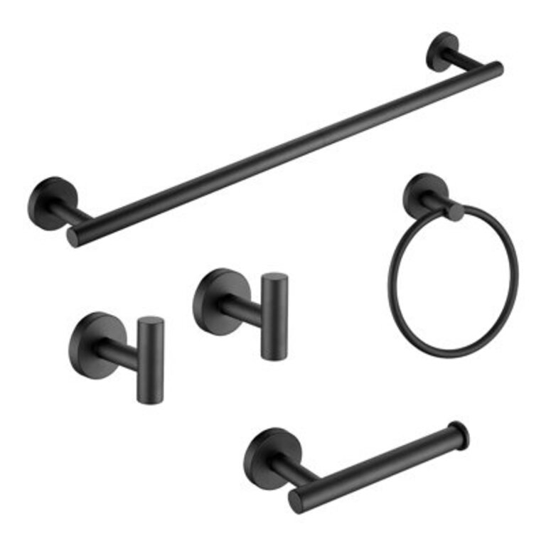 Wall Mounted 5-Pieces Bathroom Hardware Accessories Set SUS304 Stainless Steel Bath Towel Bar Set Round Towel Racks For Bathroom