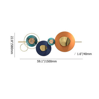 591 X 228 Modern Metal Wall Decor Home Wall Art Orange  Gold  Blue Living Room