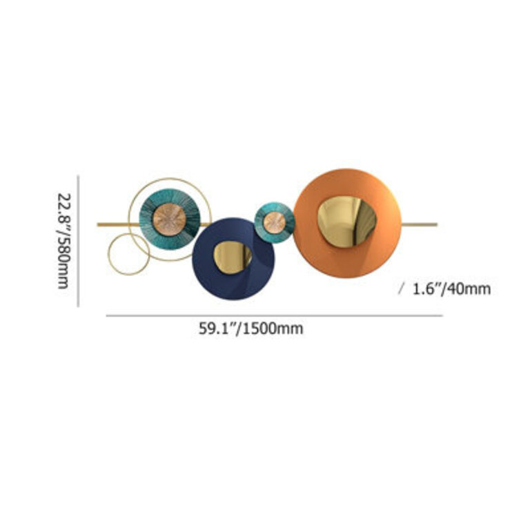 591 X 228 Modern Metal Wall Decor Home Wall Art Orange  Gold  Blue Living Room