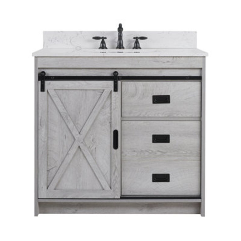 Jillian 36 Single Bathroom Vanity with Engineered Stone Top