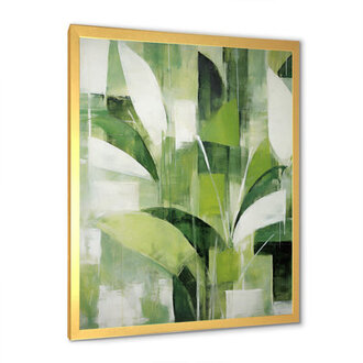 Abstract Green Plants Minimalism Retro Collage - Plants Canvas Art