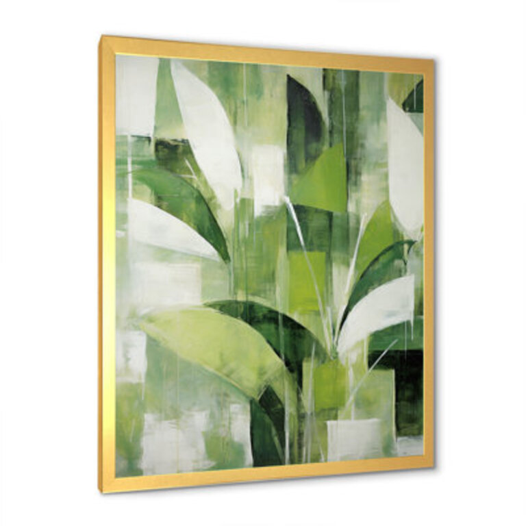Abstract Green Plants Minimalism Retro Collage - Plants Canvas Art
