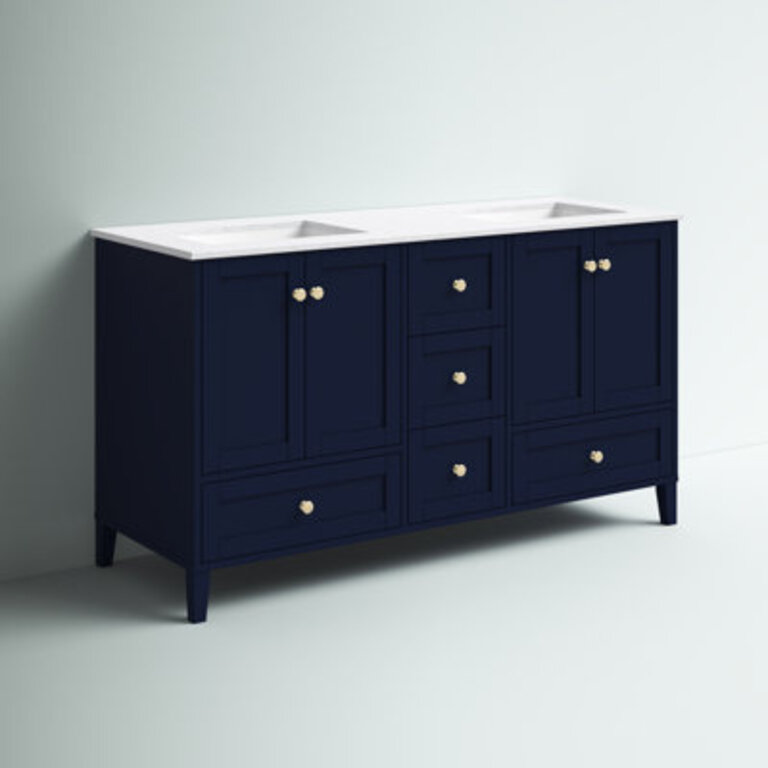 Selma 60 Double Bathroom Vanity with Engineered Marble Top