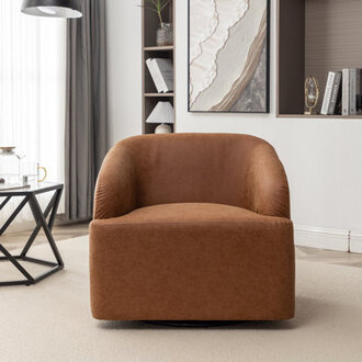 Broderic Faux Leather Swivel Barrel Chair