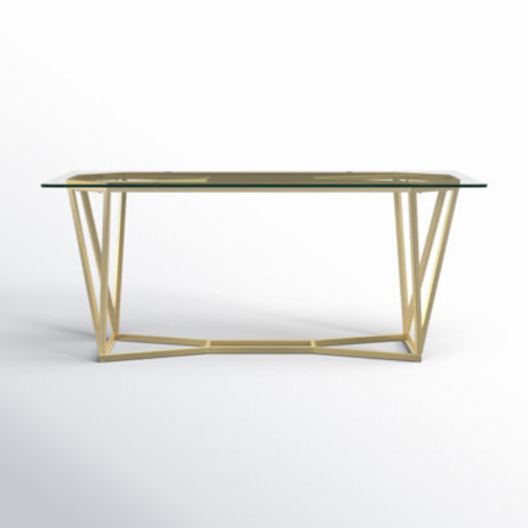 Armendariz Coffee Table with Glass Top and Gold Metal legs Rectangle Cocktail Table