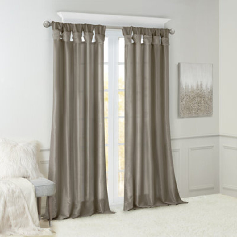 Karlita Faux Silk Room Darkening Twist Tab Single Curtain Panel