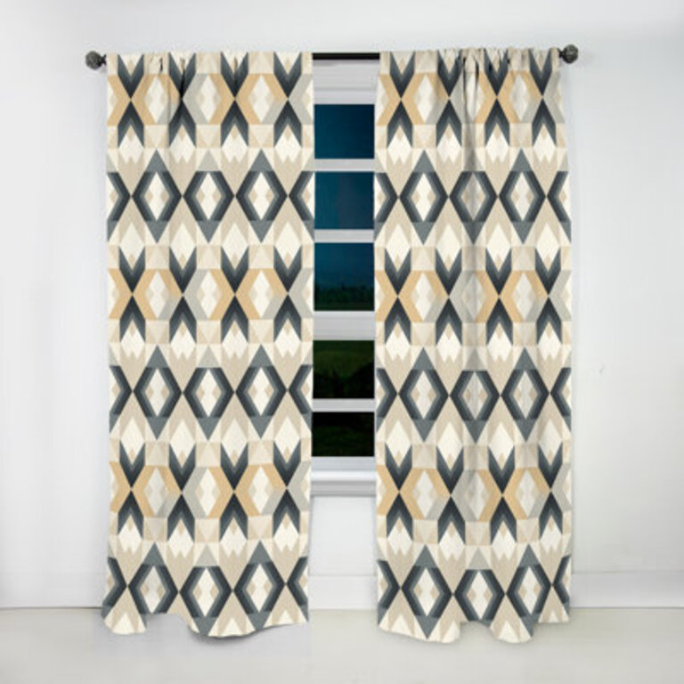Minimalist Symmetry Boho Pattern - Modern Curtain - Velvet Room Darkening - 1 panel