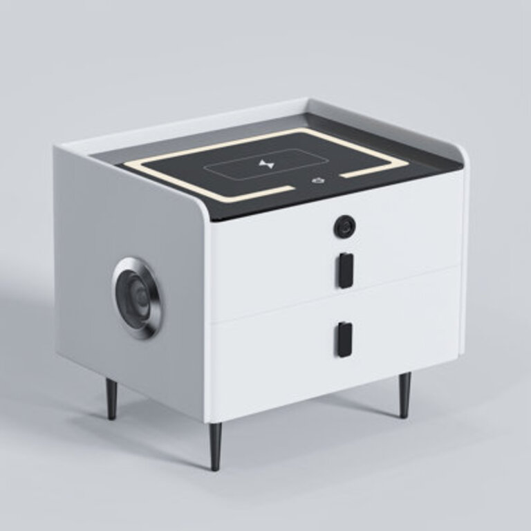 Cathriona 2 - Drawer Nightstand With Fingerprint Lock And Led Lights And Music Player