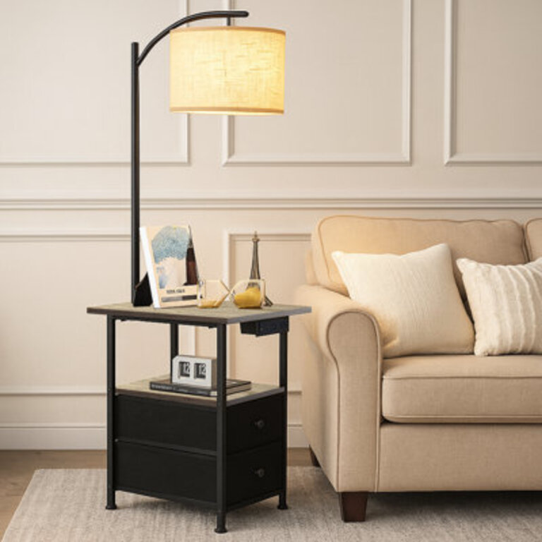 5866 Tray Table Floor Lamp With USB  Outlet