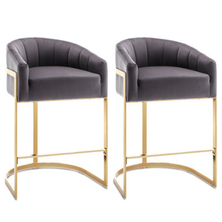 Sistrunk Velvet Tufted Bar Stool with Metal Frame