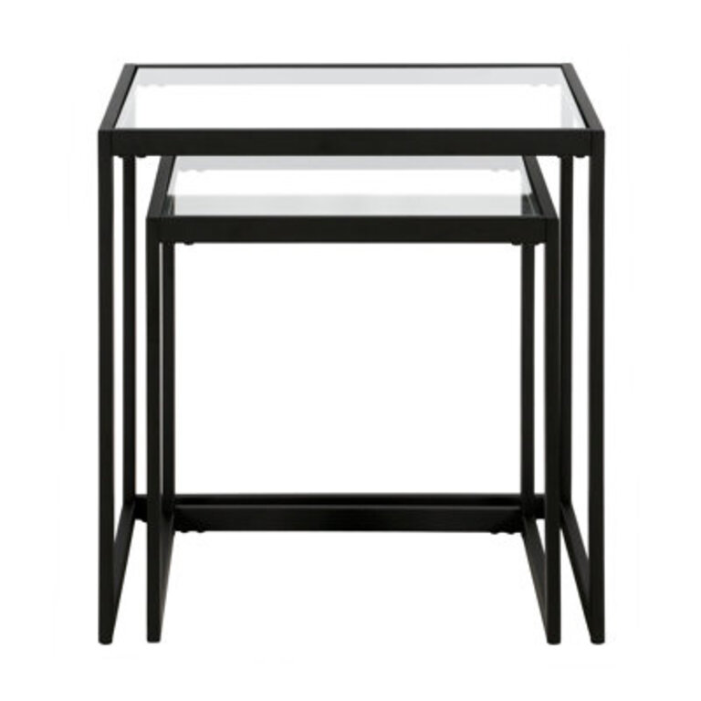 Rocco 2-Piece Tempered Glass and Steel Nesting Tables