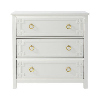 Farmhouse White 3-Drawer Dresser Assembly Required French Country Chest Of Drawers With Embossed Geometric Lines
