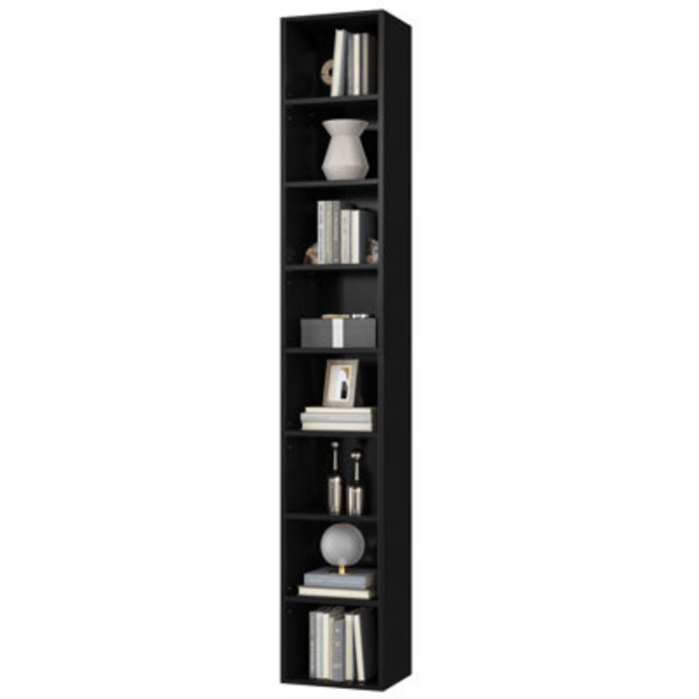Gracyn 8-Tier Narrow Bookshelf With Adjustable Shelves
