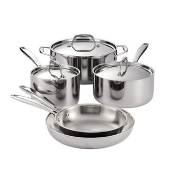 Tramontina Signature Tri-Ply Clad Stainless Steel 8-Piece Cookware Set with Lids Pots and Pans Kitchen Set Induction-Ready Dishwasher-Safe NSF-Certified