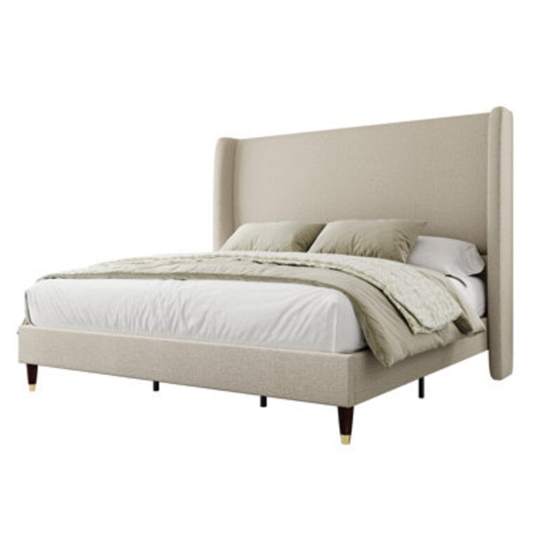 Belo Upholstered Wingback Platform Bed