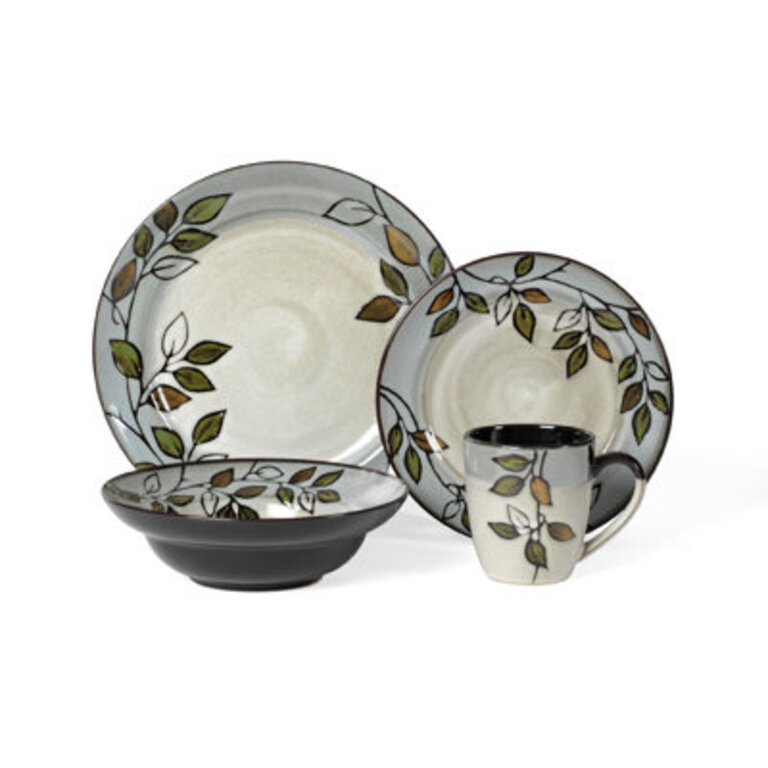 Pfaltzgraff Rustic Leaves 16-Piece Stoneware Dinnerware Set Service for 4