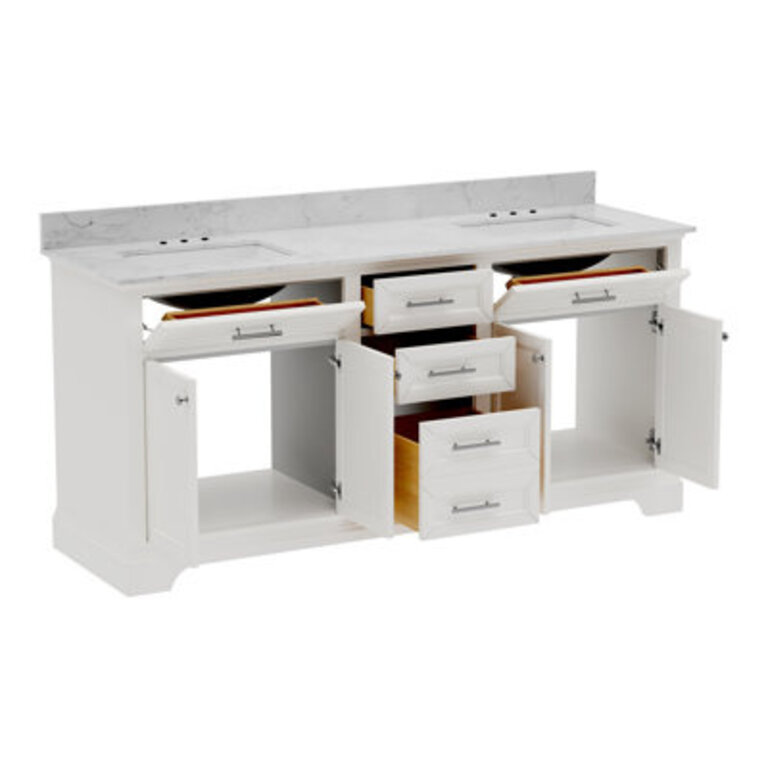 Heritage 72 Double Sink Bathroom Vanity with Artificial Marble Top and Backsplash