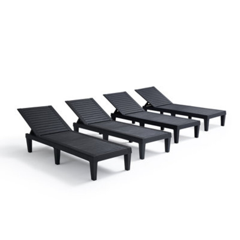 Nestl Waterproof Lightweight and Adjustable Outdoor Polyresin Chaise Lounge Chair Set