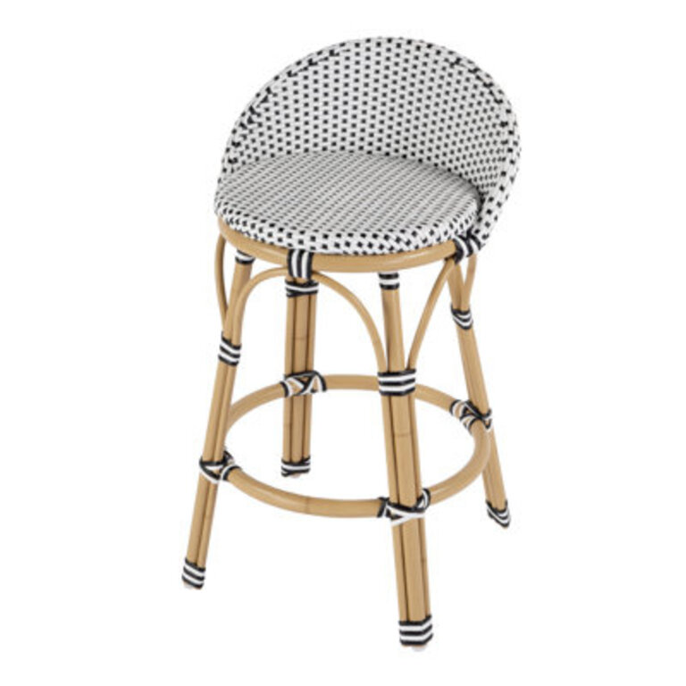 Ellie Rattan and Metal Low Back Counter Stool