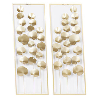 2-Piece Modern Metal Cut-Out Leaf Wall Decor with Rectangular Frames